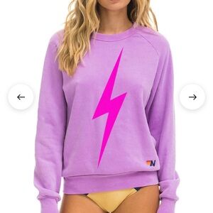 Aviator Nation Bolt crew Sweatshirt- Neon purple/Neon pink